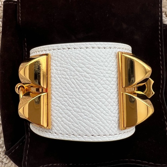HERMES CDC Collier de Chien Bracelet White Gold-tone - Picture 5 of 7